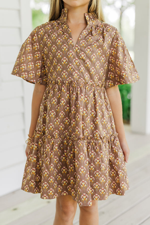 Girls: Feeling Your Best Brown Medallion Dress