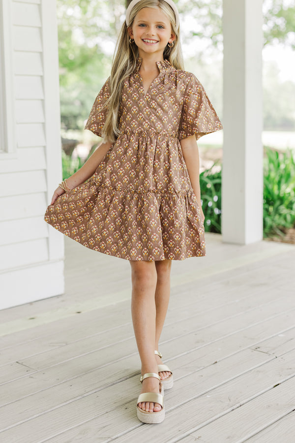 Girls: Feeling Your Best Brown Medallion Dress