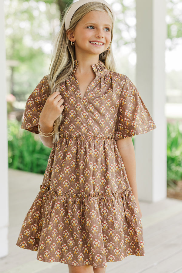 Girls: Feeling Your Best Brown Medallion Dress