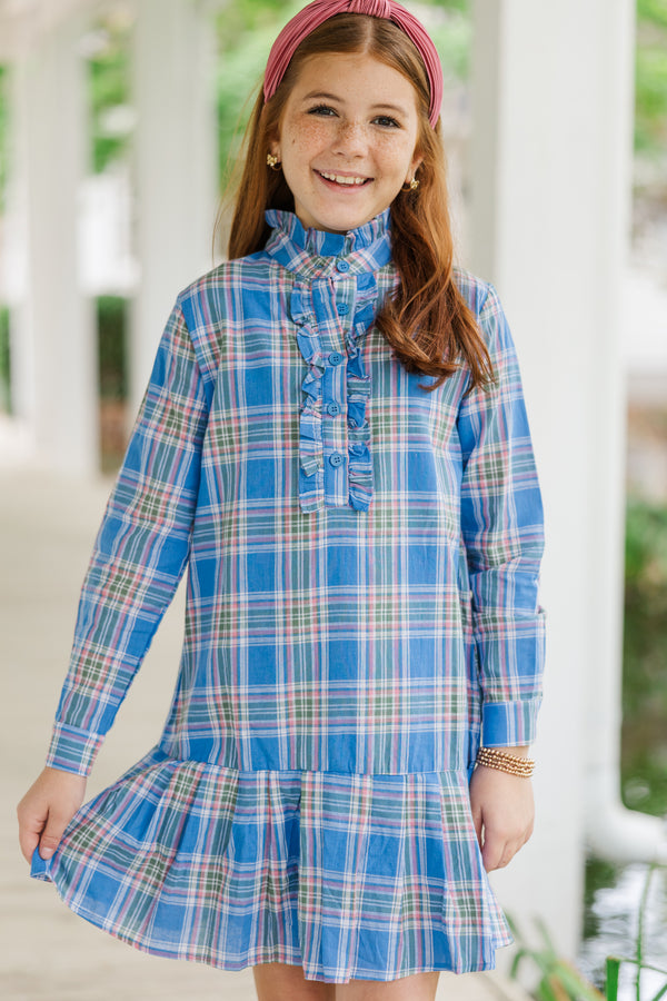 Girls: Looking For You Blue Plaid Babydoll Dress Shop the Mint Girls: Looking For You Blue Plaid Babydoll Dress Shop the Mint