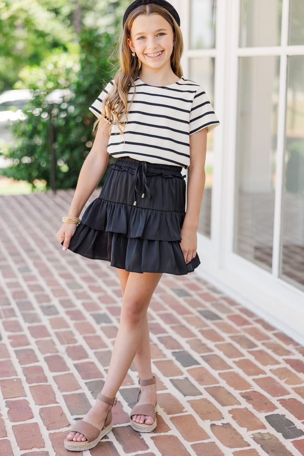 Girls: Take The Leap Black Ruffled Skort