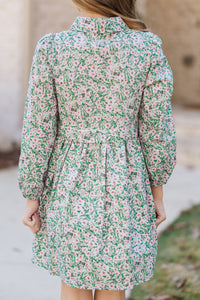 Girls: All For You Green Floral Shirt Dress