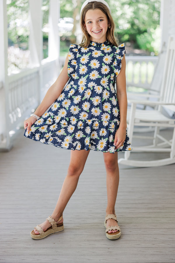 Girls A True Beauty Navy Blue White Floral Dress Shop the Mint