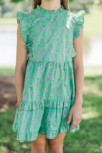 Girls: A True Beauty Mint Green Floral Dress