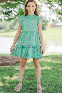 Girls: A True Beauty Mint Green Floral Dress