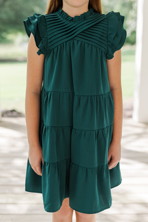 Girls: All About You Emerald Green Ruffled Dress