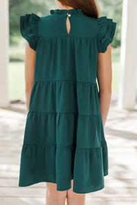 Girls: All About You Emerald Green Ruffled Dress