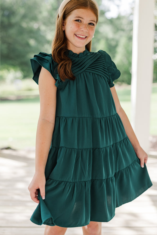 Girls: All About You Emerald Green Ruffled Dress