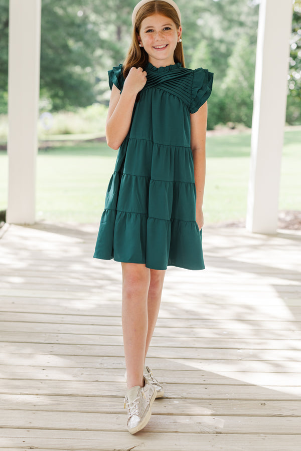 Girls: All About You Emerald Green Ruffled Dress