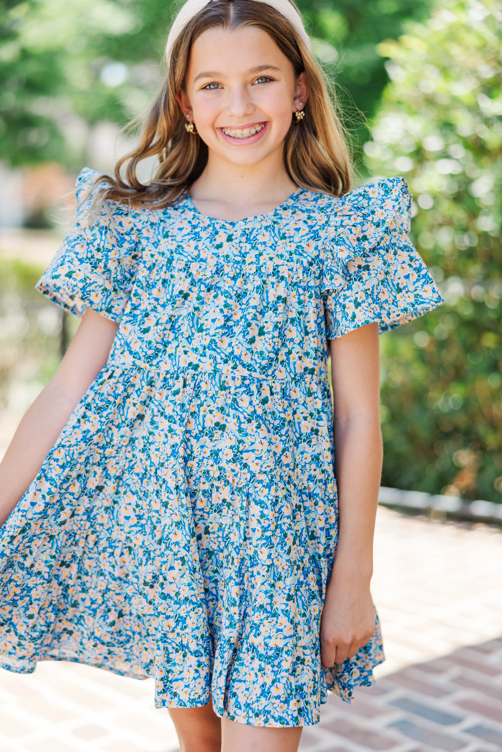 girls blue floral dress Girls: All The Joy Ditsy jewelry Mom + Mini Matching Stain Shield dress shirt Size:50 Regular Jacket+44 Waist Adjust 40to46)Height: 5'7