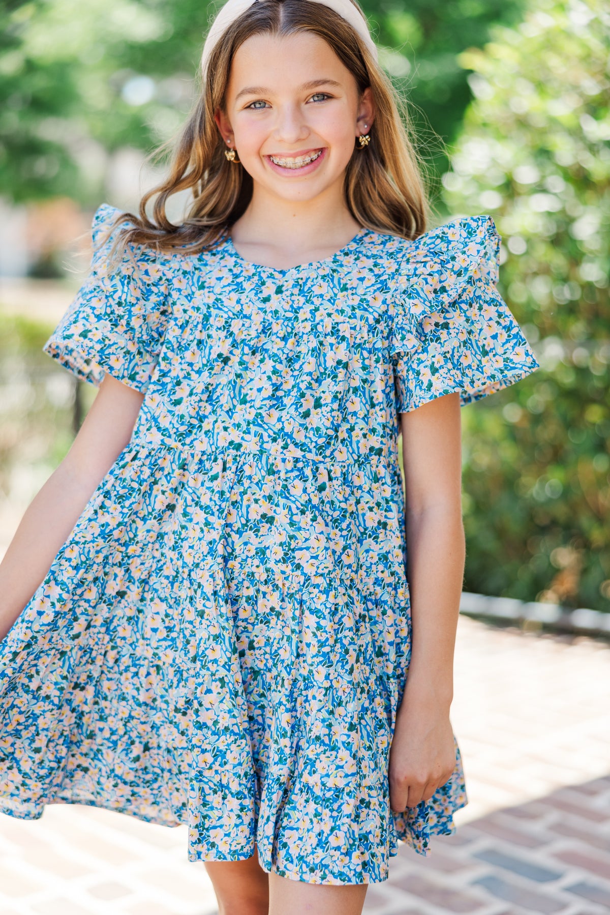 Girls: All The Joy Blue Ditsy Floral Dress – Shop the Mint