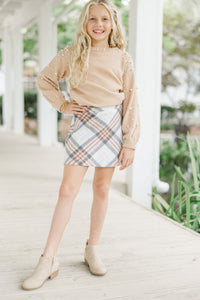 Girls: It's All Possible Blush Pink Plaid Skirt