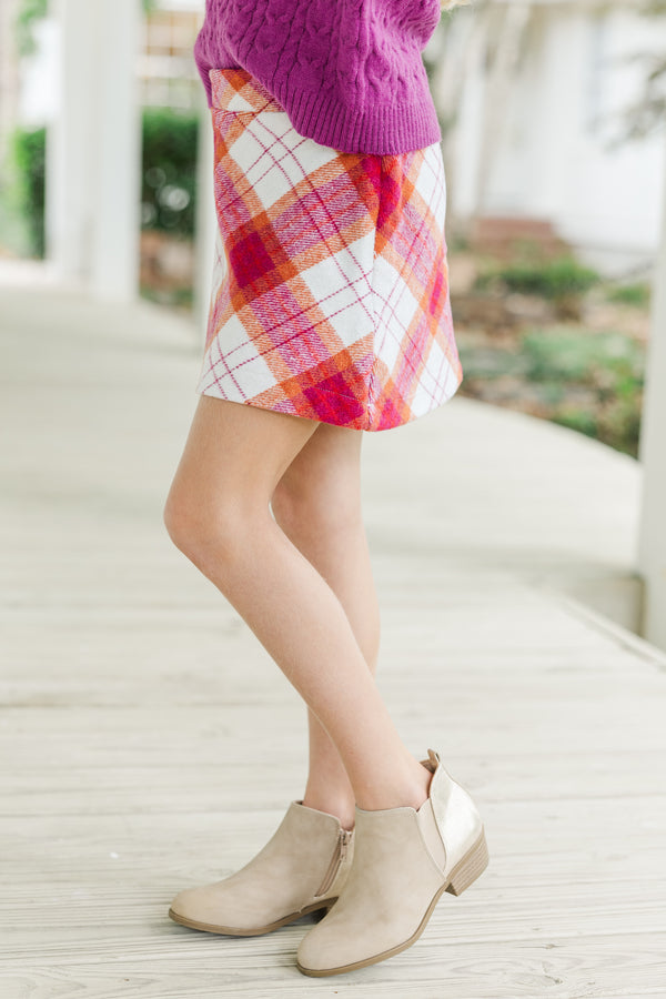 Girls: It's All Possible Fuchsia Pink Plaid Skirt