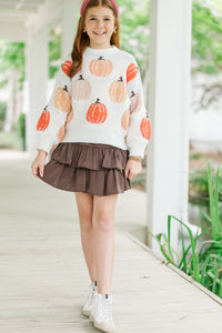 Girls: Pumpkin Queen Cream Sweater