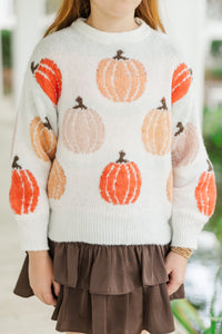 Girls: Pumpkin Queen Cream Sweater