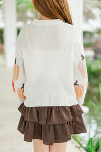 Girls: Pumpkin Queen Cream Sweater