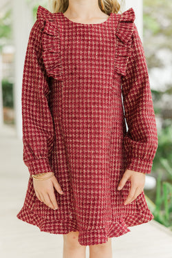 Girls: It's All You Burgundy Red Tweed Dress – Shop the Mint
