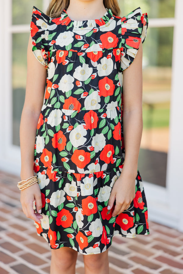 Girls: Sweet Nature Black Poppy Floral Babydoll Dress – Shop the Mint