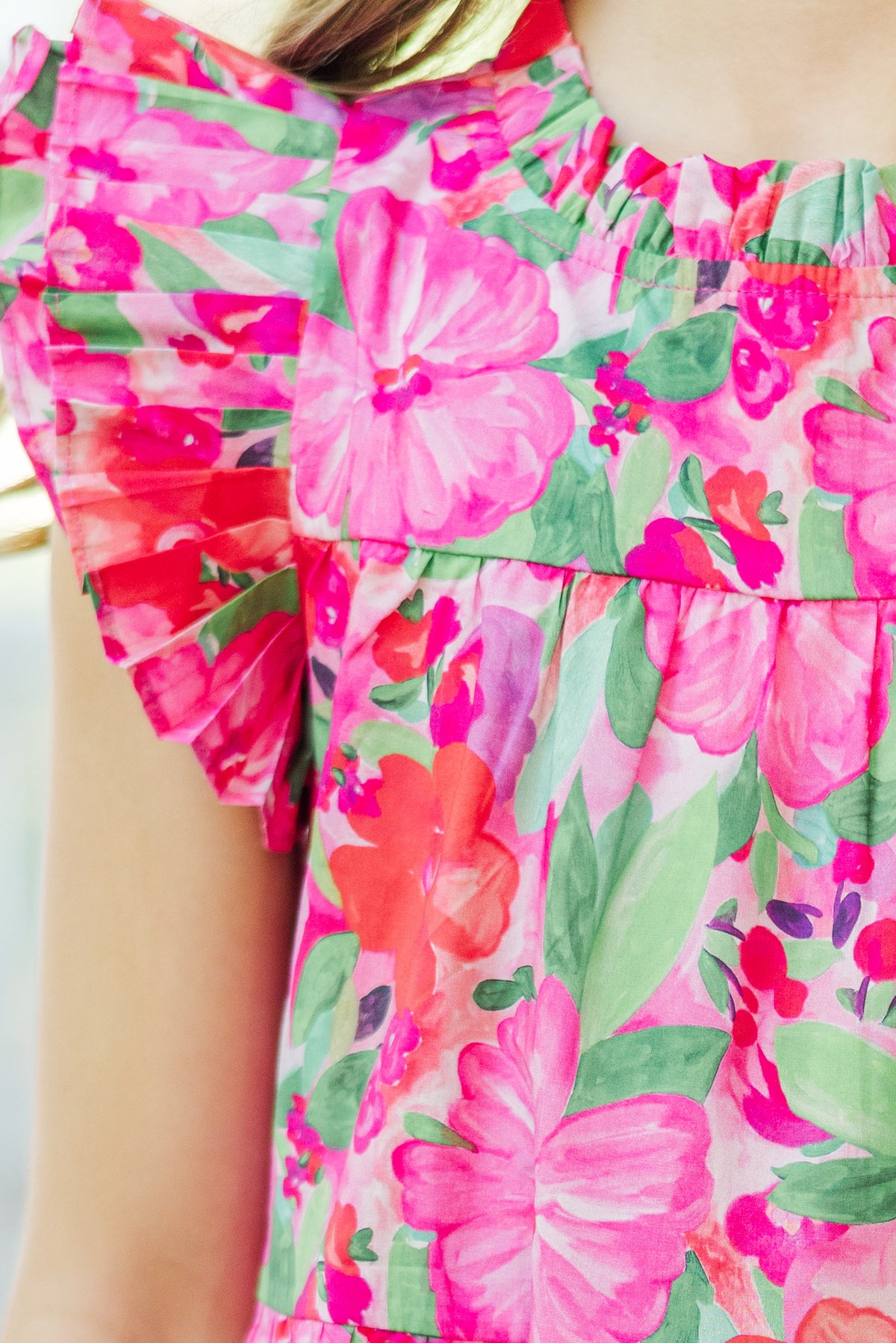 Pink Sequined Multi Floral Baby Doll Dress main image 1