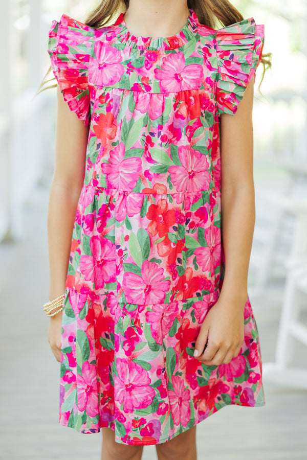 Girls: Sweet Nature Pink Floral Babydoll Dress