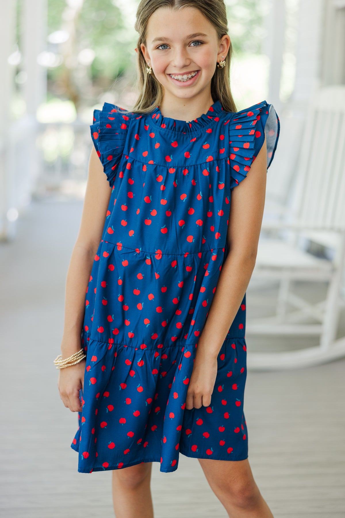 Navy Print Babydoll Dress - S