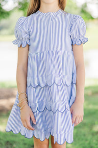 Girls: Perfectly Paired Navy Blue Striped  Dress