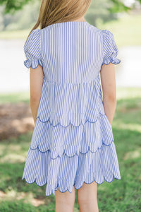 Girls: Perfectly Paired Navy Blue Striped  Dress