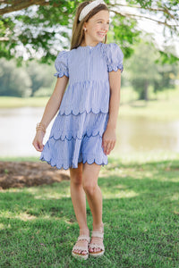 Girls: Perfectly Paired Navy Blue Striped  Dress