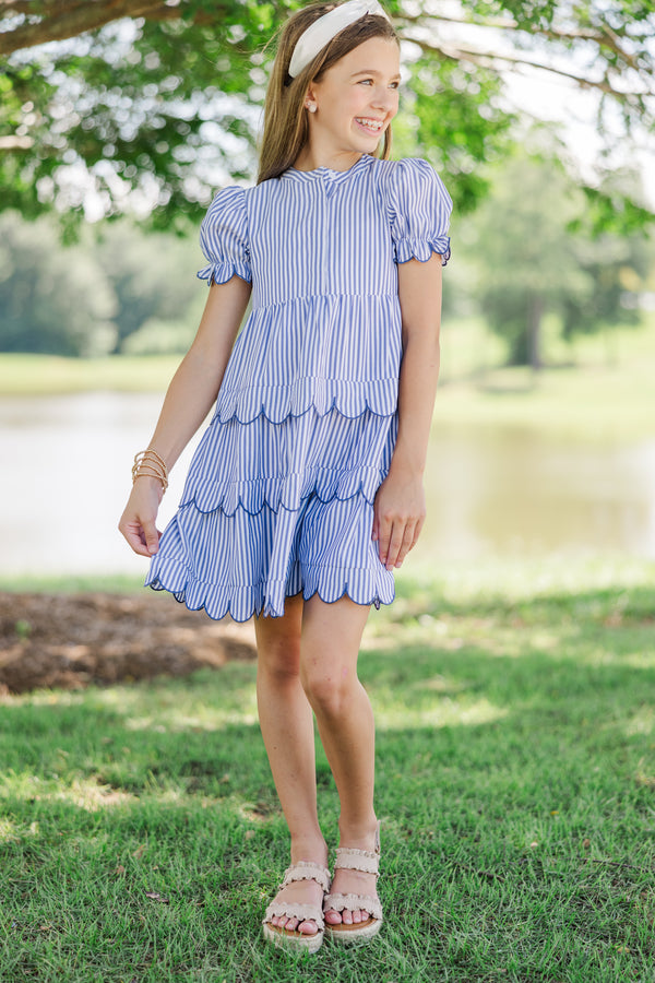 navy and white striped dress Girls: Perfectly Paired Navy Blue Striped Dress – Shop the Mint