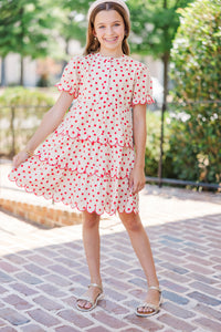 Girls: Perfectly Paired Cream Apple Print Dress