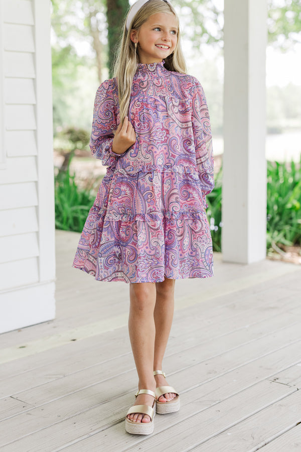 pink and purple dress girl Birthday Girl Outfit