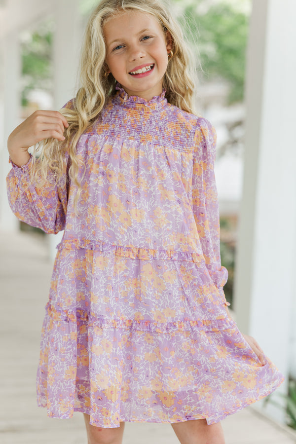 Girls: All About It Lavender Floral Babydoll Dress