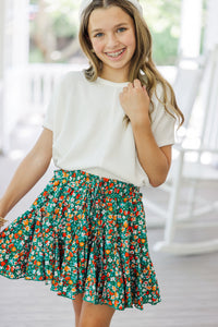 Girls: Look Your Way Green Ditsy Floral Ruffled Skort