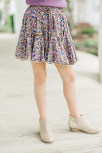 Girls: Look Your Way Blue/Purple Ditsy Floral Ruffled Skort