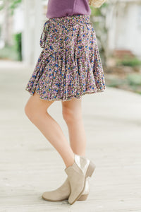 Girls: Look Your Way Blue/Purple Ditsy Floral Ruffled Skort