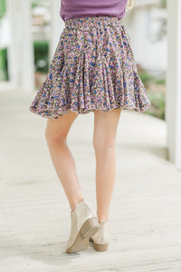 Girls: Look Your Way Blue/Purple Ditsy Floral Ruffled Skort