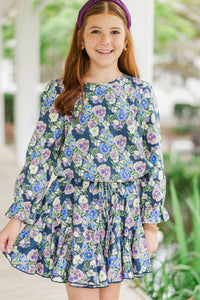 Girls: Waiting For You Navy Floral Blouse