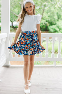 Girls: Take The Leap Navy Blue Spotted Skort