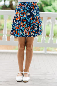 Girls: Take The Leap Navy Blue Spotted Skort