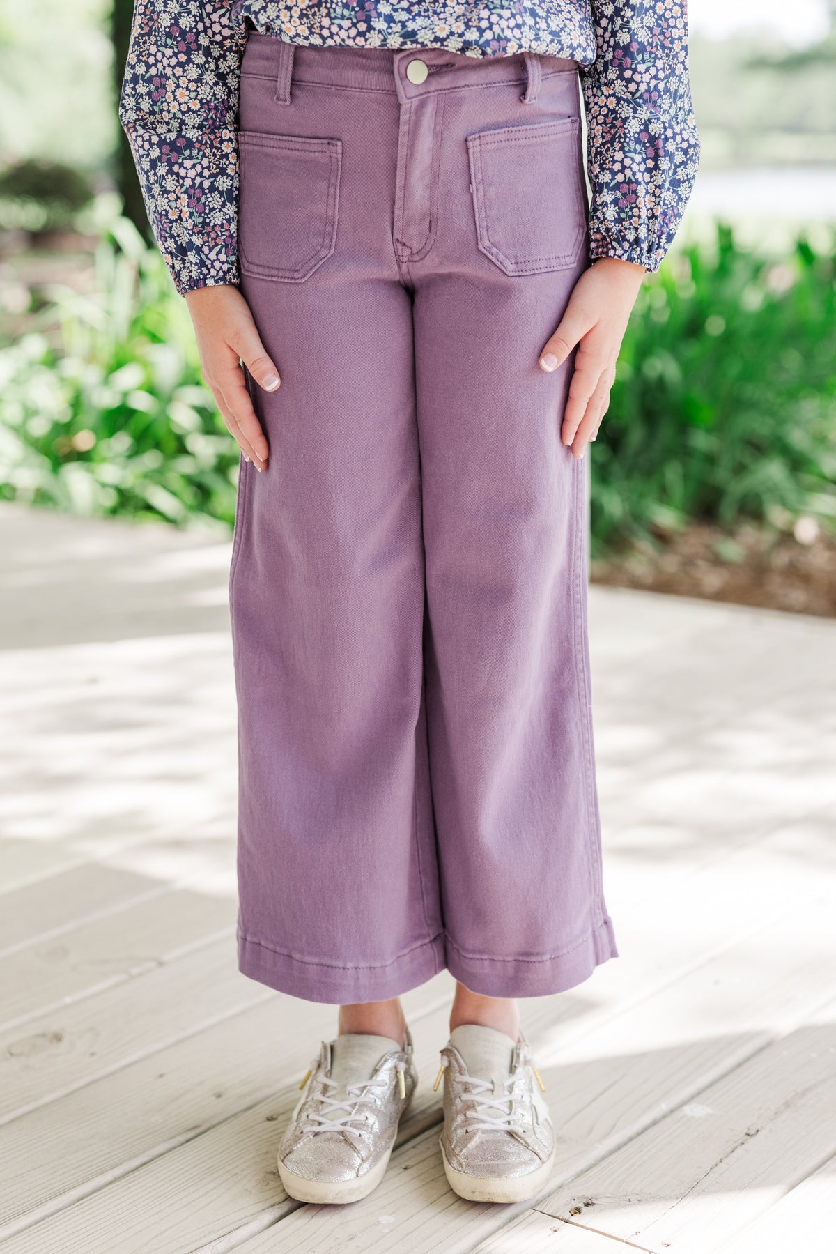 Girls: Give It Your All Dark Lavender Purple Wide Leg Denim – Shop