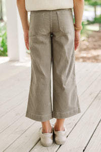 Girls: Give It Your All Olive Green Wide Leg Denim