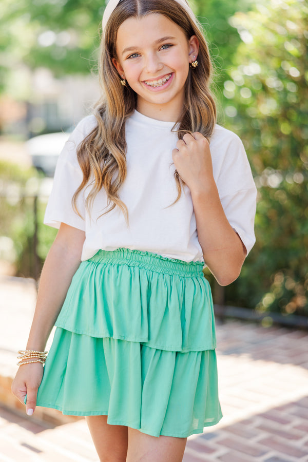 Girls: Based On Truth Green Tiered Skort