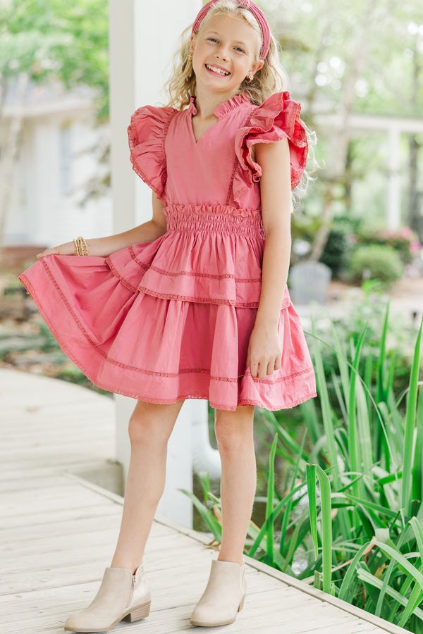 Girls: The Sabrina Mauve Pink Ruffled Dress