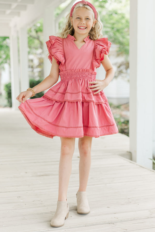 Girls: The Sabrina Mauve Pink Ruffled Dress