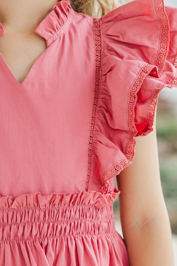 Girls: The Sabrina Mauve Pink Ruffled Dress