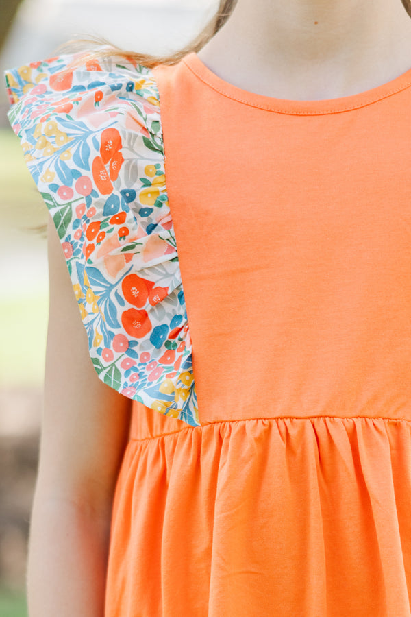 Girls: Quick Learner Orange Ruffled Dress Shop the Mint Girls: Quick Learner Orange Ruffled Dress Shop the Mint