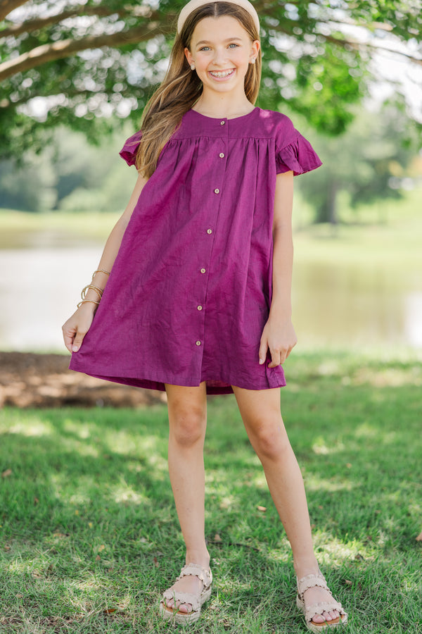 magenta linen dress Magenta Dress - Maxi Dress - Sleeveless Dress - V-Neck Dress