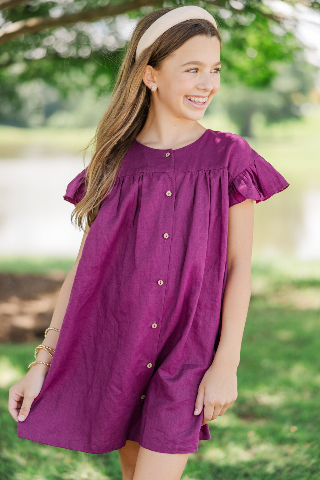 chinese dress ladies Lilac V Neck Linen Midi Dress