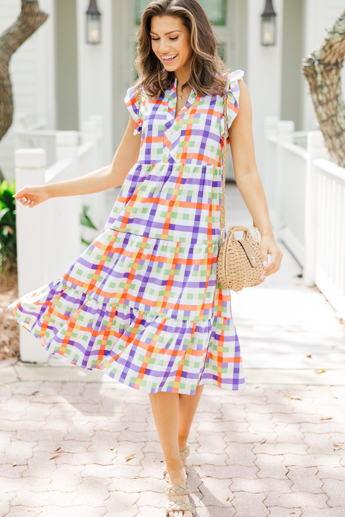 Just A Dream Orange Gingham Midi Dress – Shop the Mint