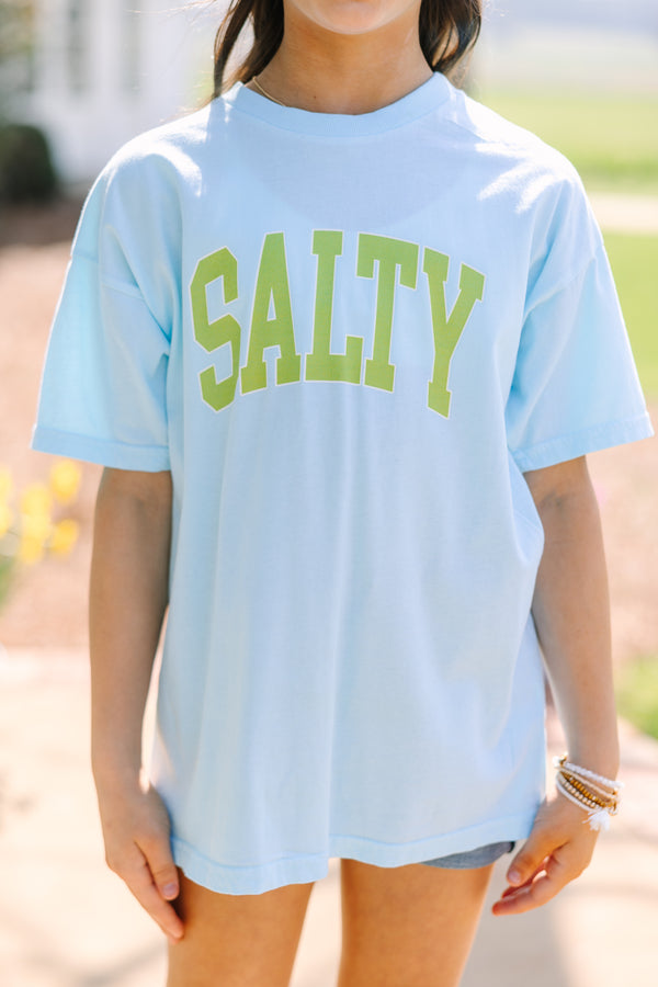 Girls: Salty Blue Oversized Graphic Tee